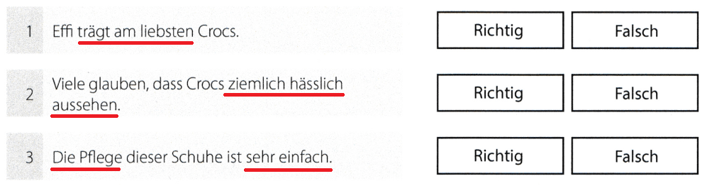 Lesen Goethe Zertifikat B1 Teil 1 Frage